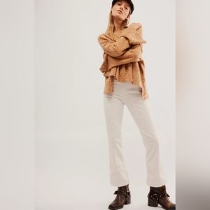 Free People velvet crop flare pants color Sea Salt size L